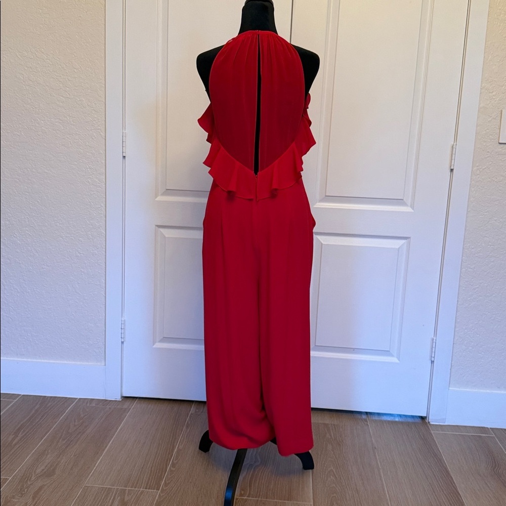 Whistles Red Ruffle-Shoulder Jumpsuit - Picture 7 of 14